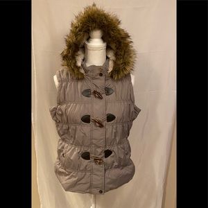 Maralyn & Me Puffer Vest With Faux Fur Lined Hood
